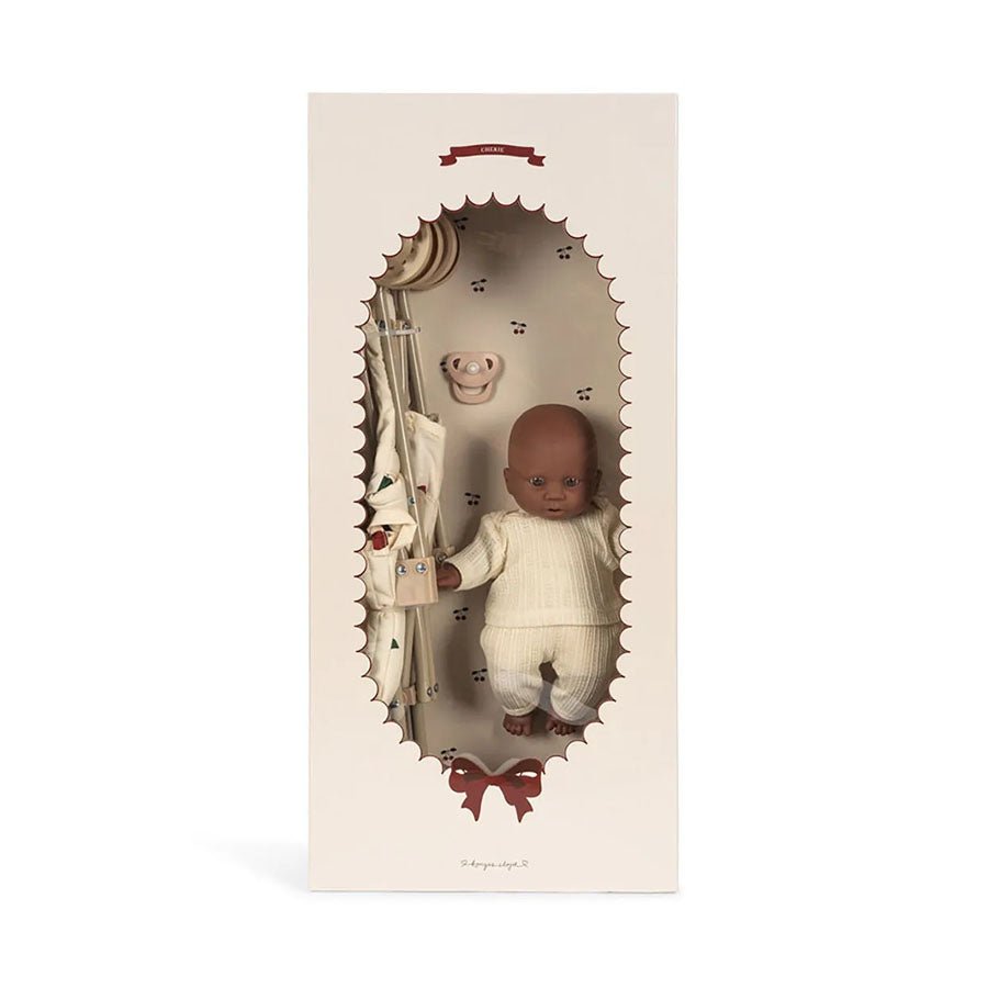 Konges Sløjd Cherie dukke med klapvogn, ma grande cerise glitter