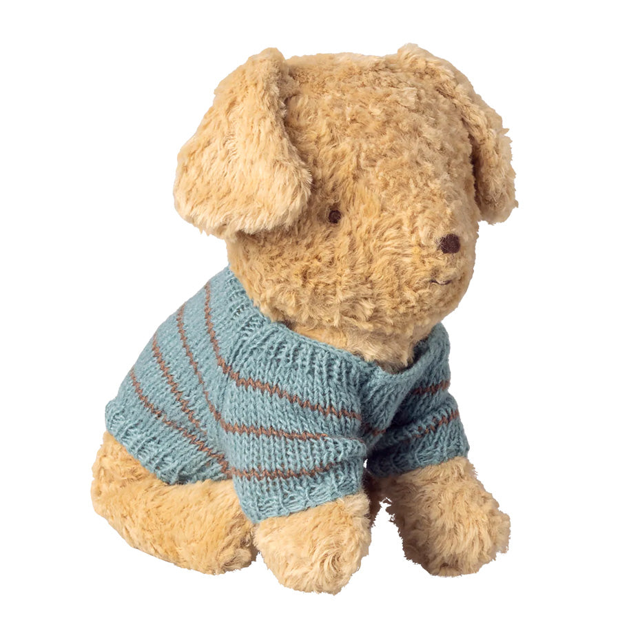 Hellblauer Strickpullover für Maileg Hundewelpe
