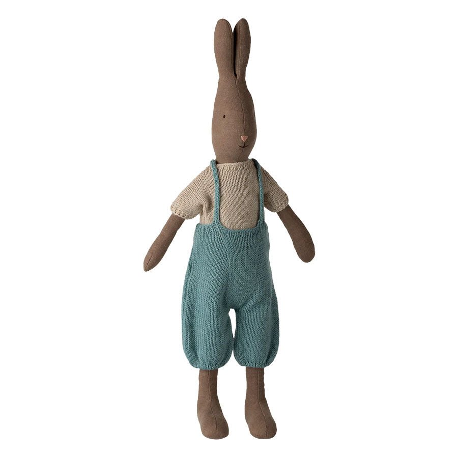 Kanin i Brun med Strikket Bluse og Overalls (Str. 3)