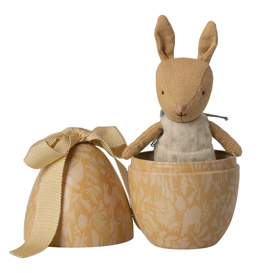 Maileg Kleines Osterei mit Mikro-Hase in Hellgelb