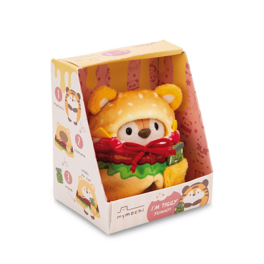 Tigeren Tiggy i Kostume med Sylteagurk og Hamburger (8 cm)