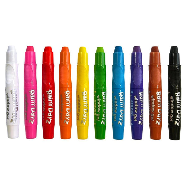 OOLY - Gel Farvekridt 10 Stk, Vinduesmaling Rainy Days