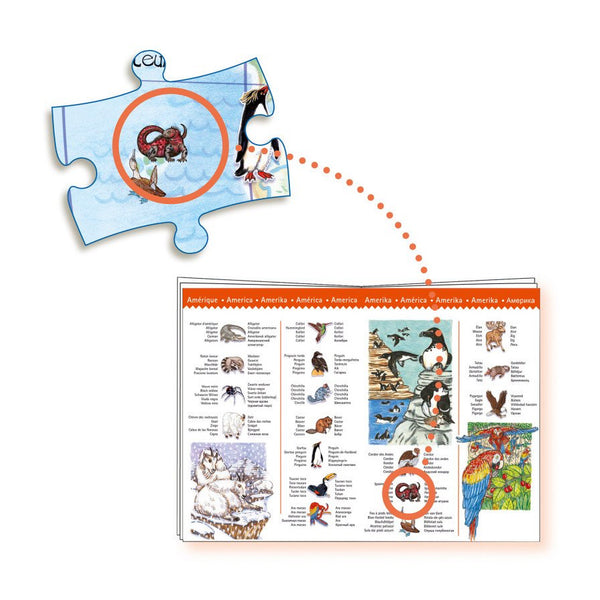 Beobachtungspuzzle mit Tieren der Welt (100 Teile)