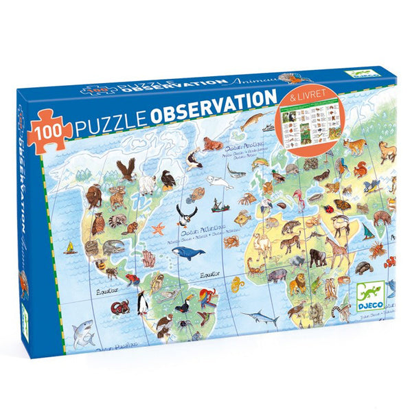 Beobachtungspuzzle mit Tieren der Welt (100 Teile)