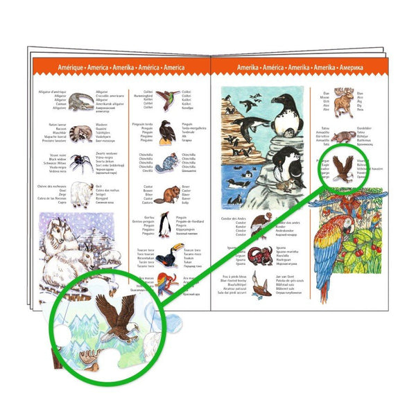 Beobachtungspuzzle mit Tieren der Welt (100 Teile)