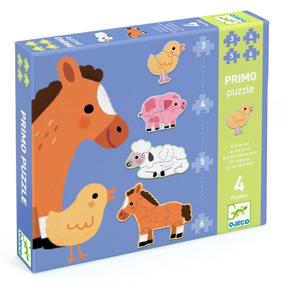 Primo Puslespil med Bondegårdsdyr (3+4+5+6 brikker)