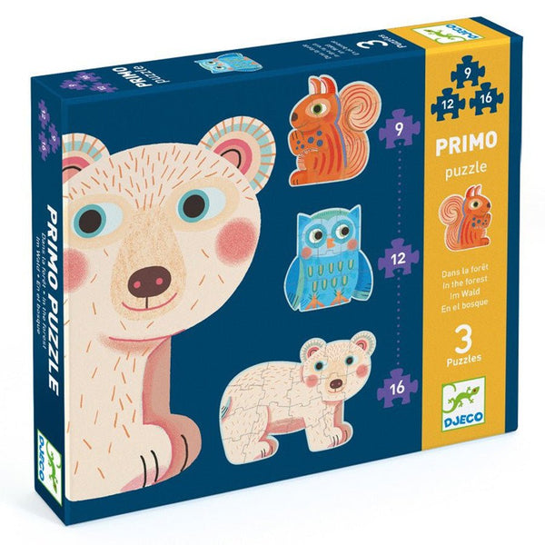 Primo Puzzle mit Waldtieren (9+12+16 Teile)