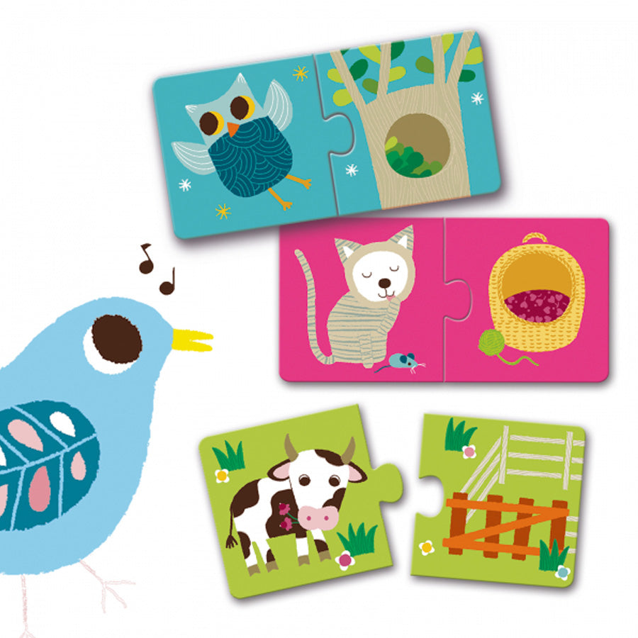 Puzzle Duo "Hvor Bor Dyrene?"