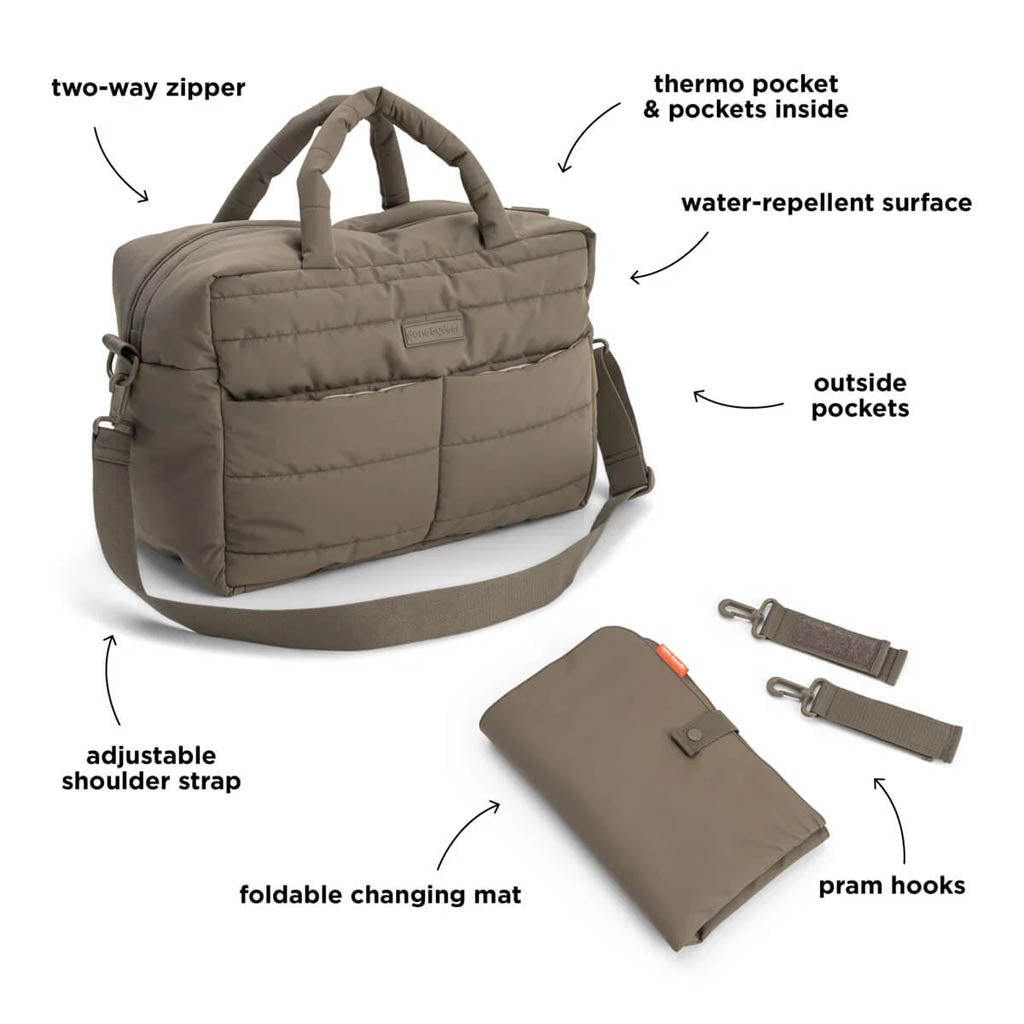 Gesteppte Wickeltasche in taupe