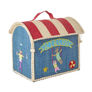 Raffia Aufbewahrungshaus extra klein mit Zirkus Blau