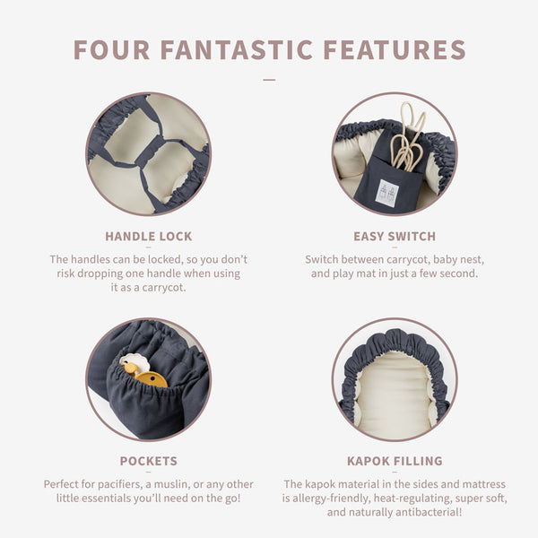 Sebra 3-in-1 Babynest, Blau