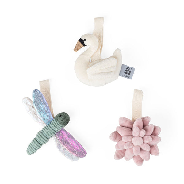 Sebra 3 Stk Aktivitätsspielzeug, Blume/Libelle/Schwan