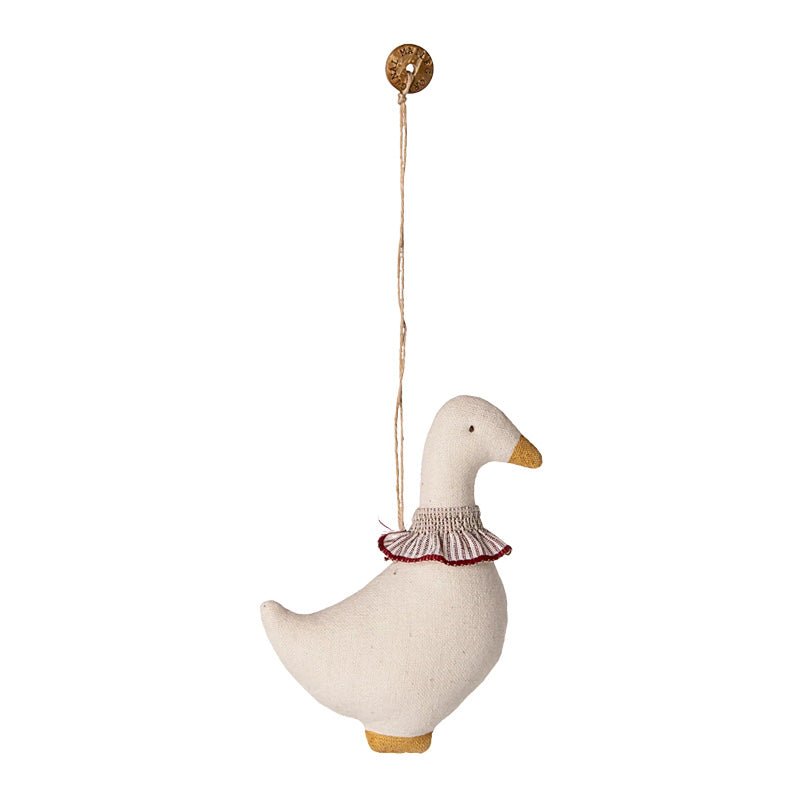 Stof Ornament Gås Rød Krave
