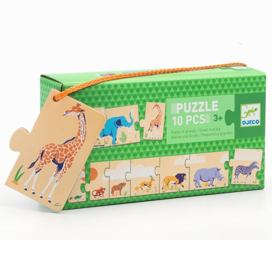 Lærepuslespil med Stor og Lille