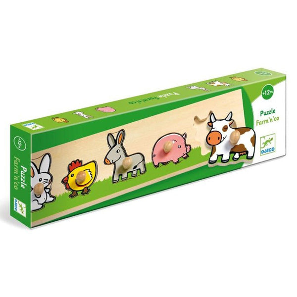 Knopf-Puzzlespiel mit Bauernhof-Tieren