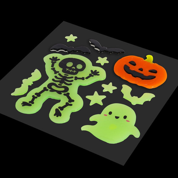 Selvlysende Halloween Gel Stickers med Skelet