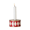 Trommel-Kerzenhalter in Off White/Rot