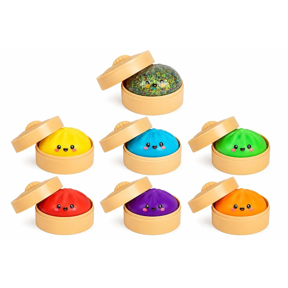 Dumplings Rainbow Glitter Flere asst. (10 cm) fra Squishy